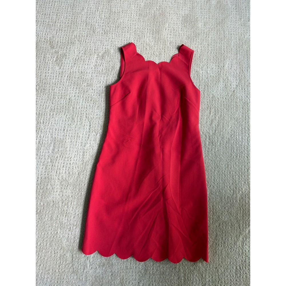 J.Crew Red Scalloped Sleeveless Shift Dress Womens‎ Size 6 Mini Dress